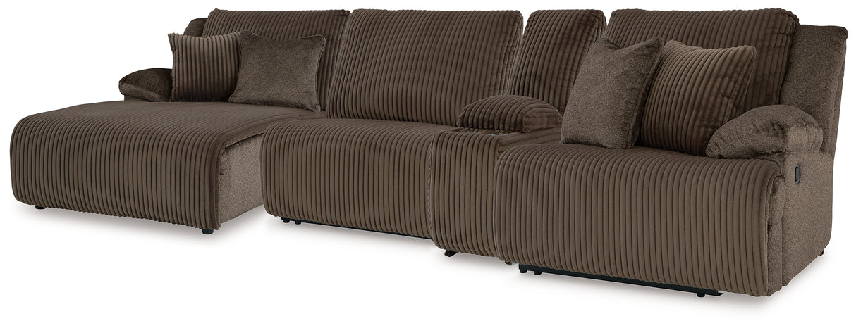 Top Tier Chocolate 4-Piece LAF Chaise Reclining Sectional from Ashley - Luna Furniture