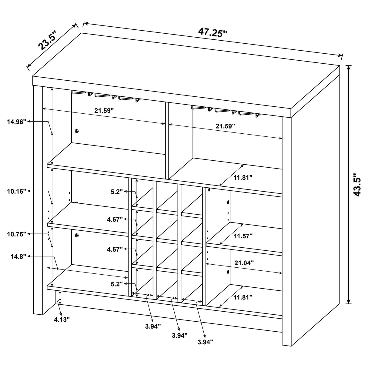 Topanga Engineered Wood Freestanding Home Bar Cabinet White from Coaster - Luna Furniture