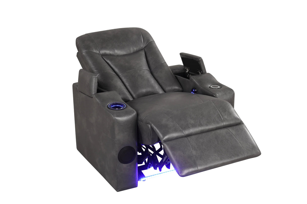 Topgun Dark Gray Power Recliner with Bluetooth Speaker and Led Light from Happy Homes - Luna Furniture