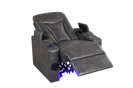 Topgun Dark Gray Power Recliner with Bluetooth Speaker and Led Light from Happy Homes - Luna Furniture