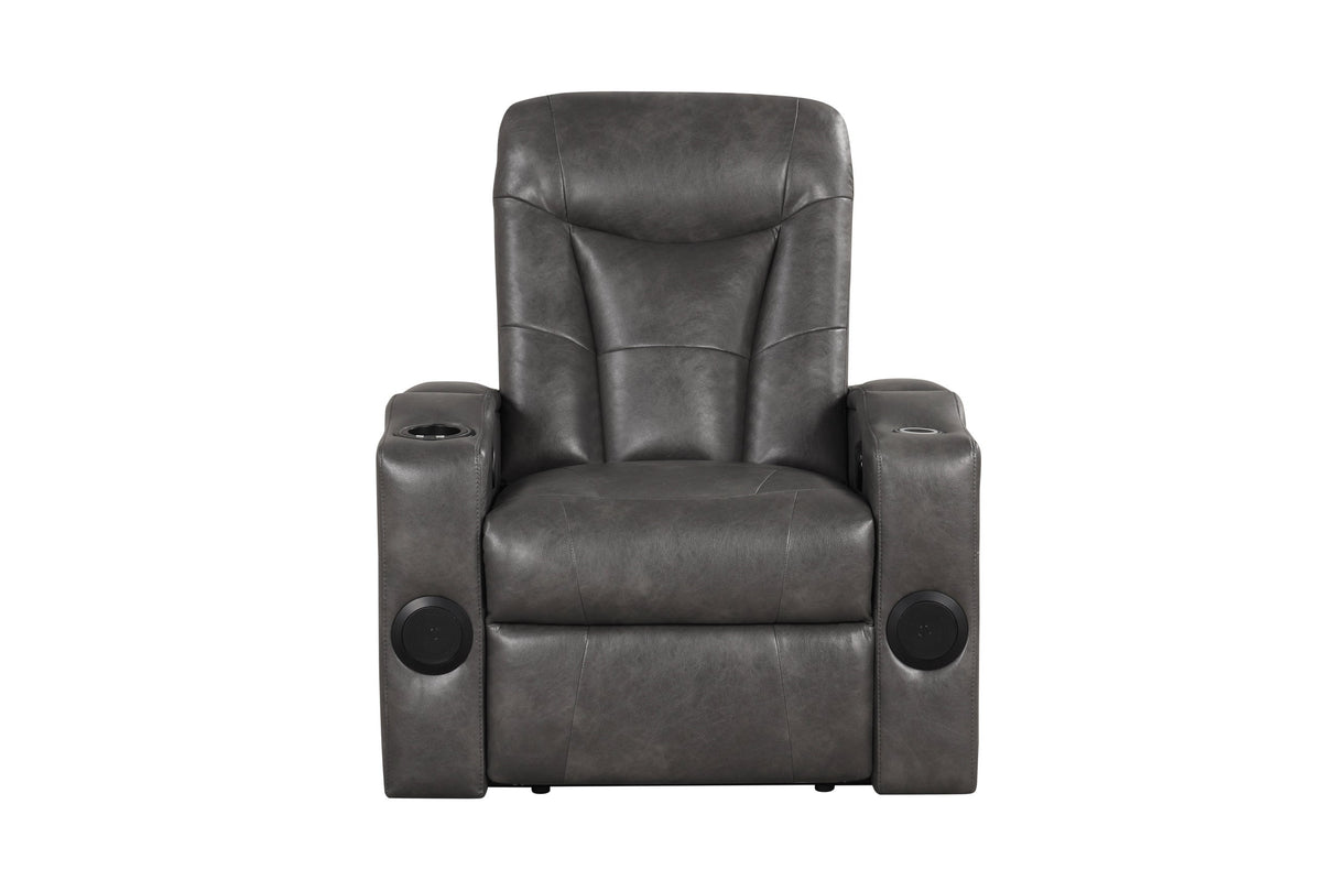 Topgun Dark Gray Power Recliner with Bluetooth Speaker and Led Light from Happy Homes - Luna Furniture
