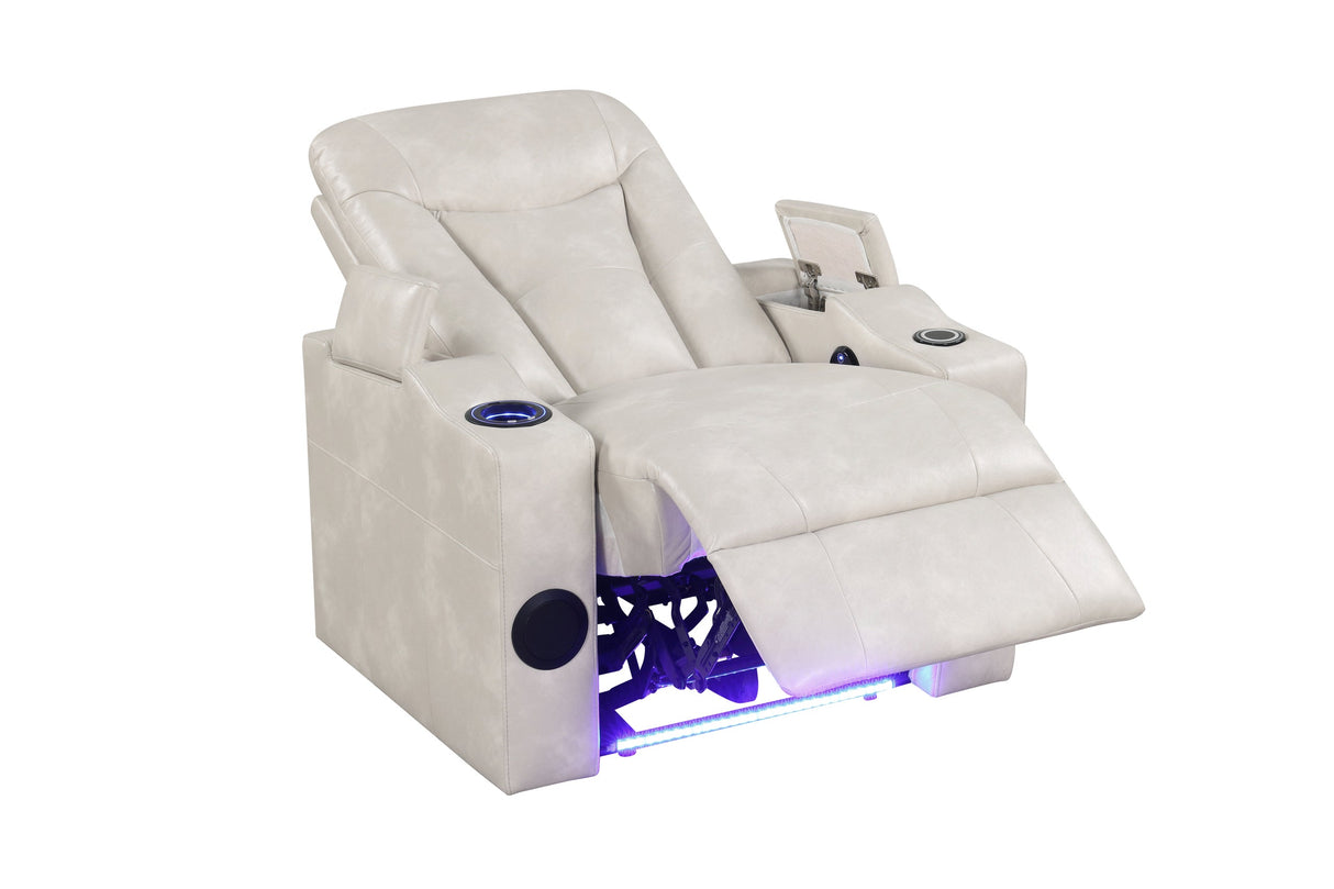 Topgun Ivory Power Recliner with Bluetooth Speaker and Led Light from Happy Homes - Luna Furniture