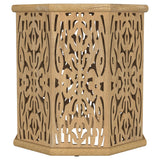 Torres Natural Brown Octagonal Solid Wood Side Table with Intricate Openwork Carvings from Coaster - Luna Furniture