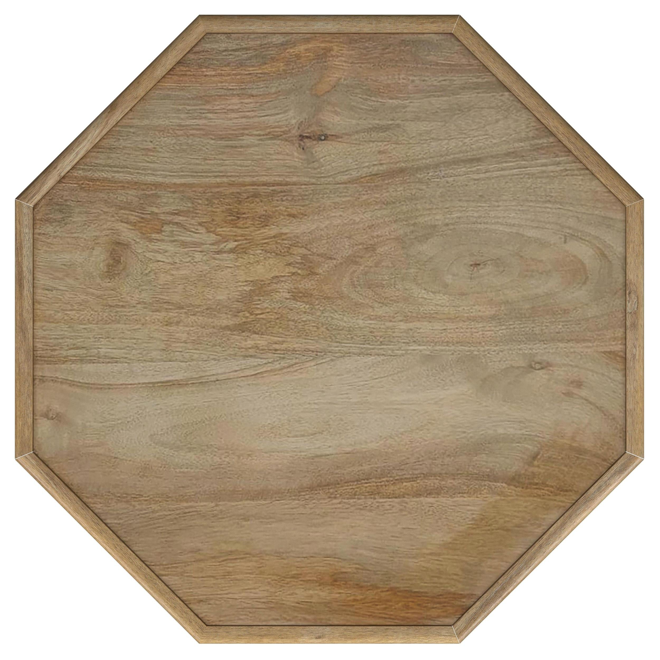 Torres Natural Brown Octagonal Solid Wood Side Table with Intricate Openwork Carvings from Coaster - Luna Furniture