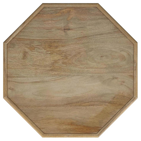 Torres Natural Brown Octagonal Solid Wood Side Table with Intricate Openwork Carvings from Coaster - Luna Furniture