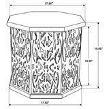 Torres Natural Brown Octagonal Solid Wood Side Table with Intricate Openwork Carvings from Coaster - Luna Furniture