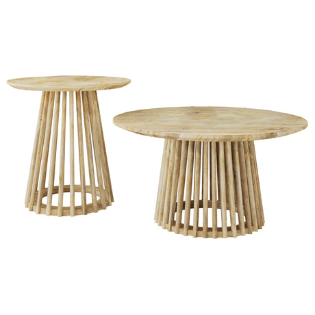 Touhy Natural Mango 2-Piece Round Coffee and End Table Set from Coaster - Luna Furniture