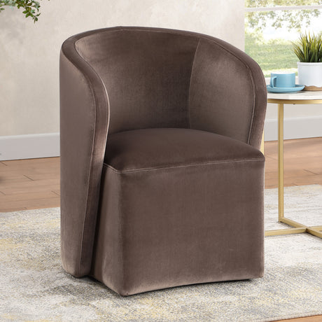 Annie Chocolate Velvet Barrel Chair with Casters, Set of 2 from Steve Silver - Luna Furniture