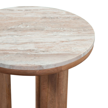 Sidney Brown Honey 22" Round Toronto Brown Marble Top End Table from Steve Silver - Luna Furniture