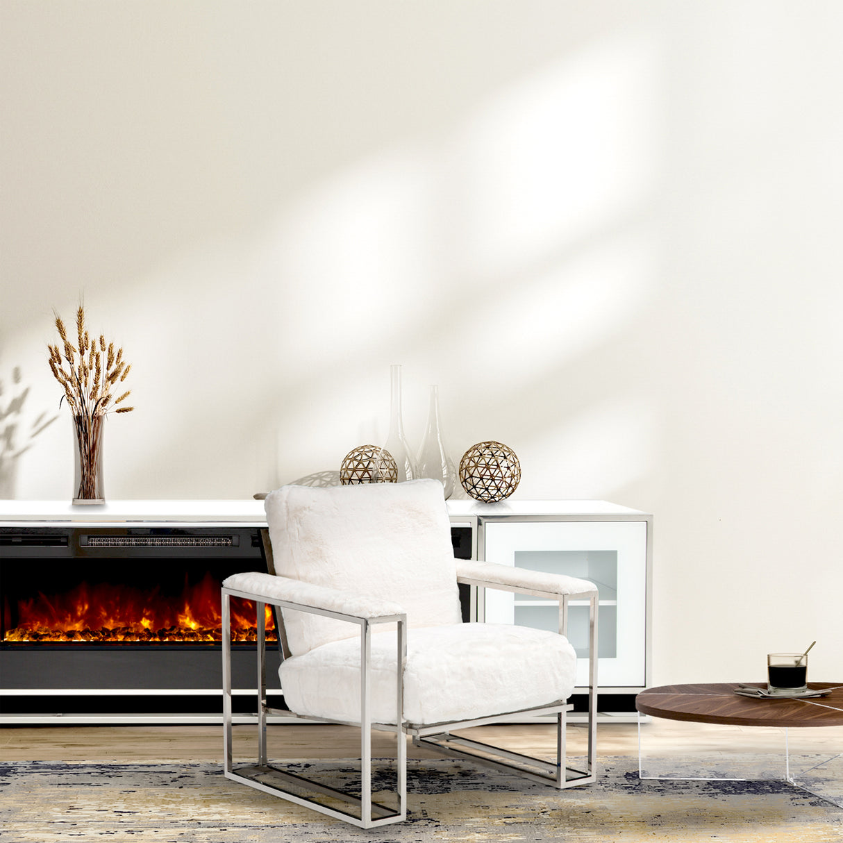 Trance Stainlesssteel Faux-fur Accent Chair from Michael Amini - Luna Furniture