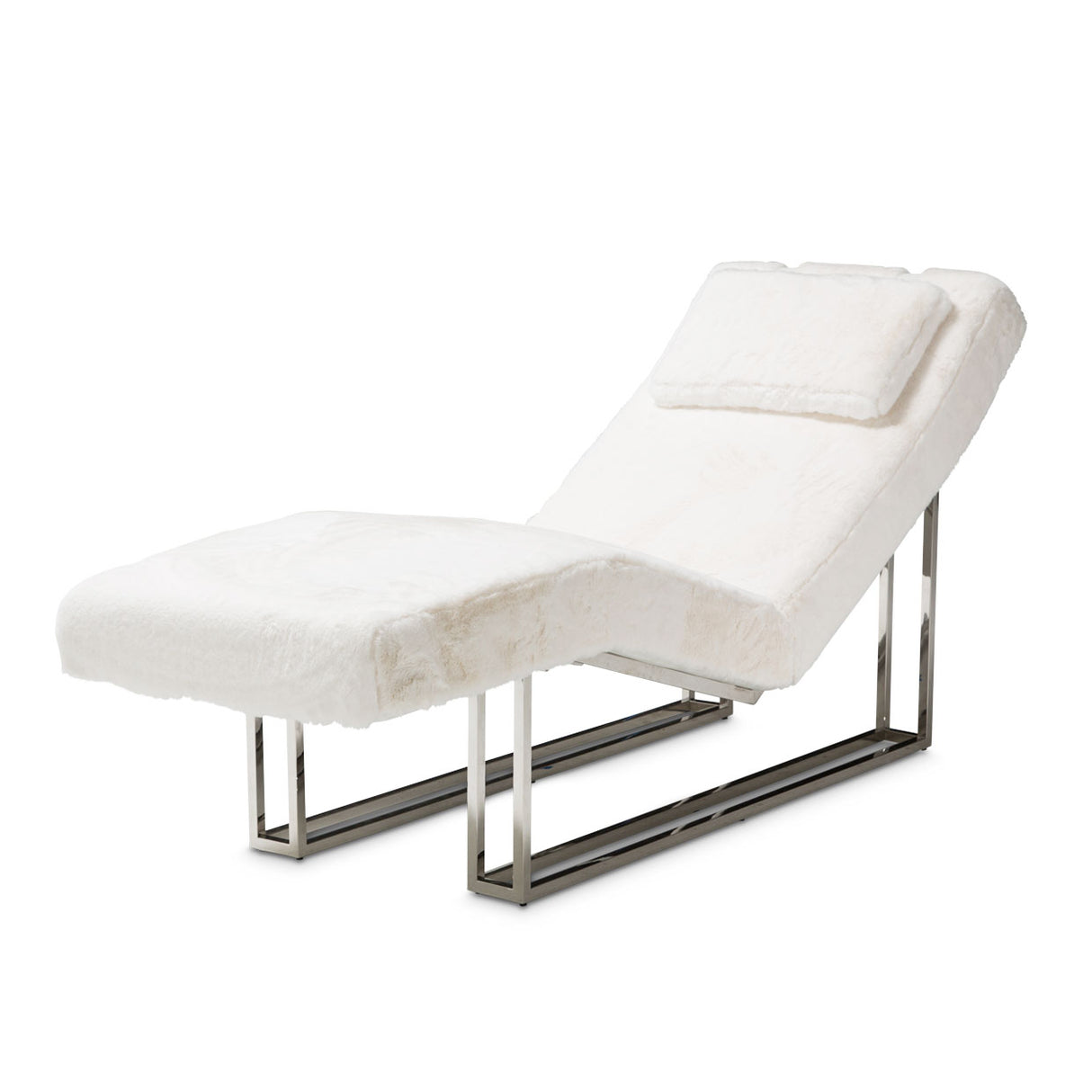 Trance Stainlesssteel Astro Faux Fur Chaise from Michael Amini - Luna Furniture