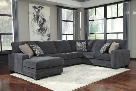 Tracling Slate 3-Piece Sectional with Ottoman from Ashley - Luna Furniture