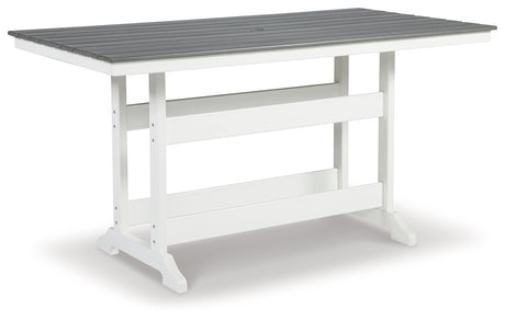 Transville Outdoor Counter Height Dining Table and 4 Barstools in Gray/White from Ashley - Luna Furniture