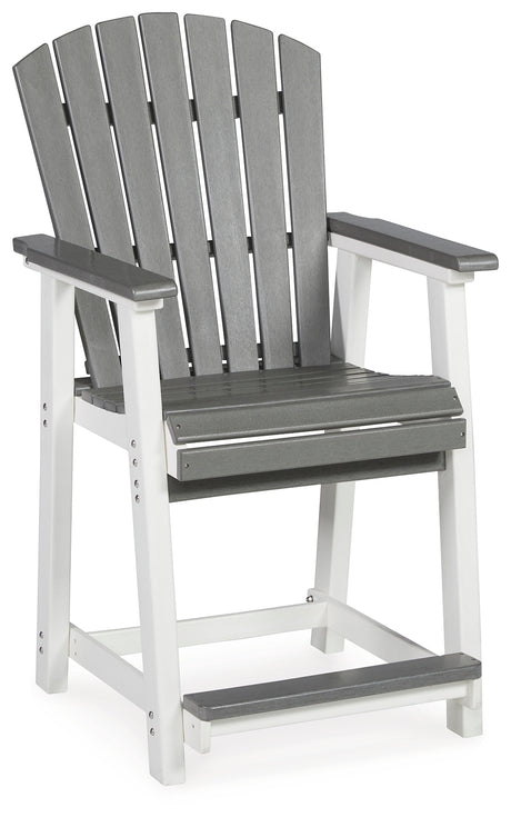 Transville Outdoor Counter Height Dining Table and 4 Barstools in Gray/White from Ashley - Luna Furniture