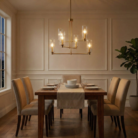 Trellis Four Lights Modern Gold Chandelier Vintage Pendant Fixture for Living Room Dining Kitchen 15"W × 6.75"H from Ashcroft Furniture - Luna Furniture