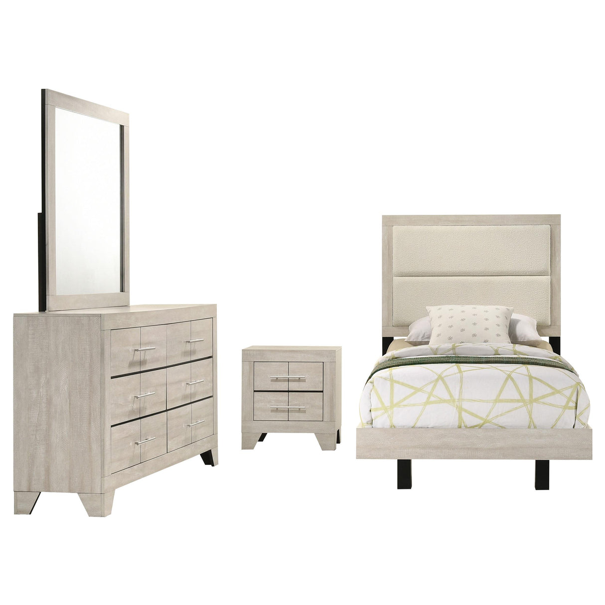 Trenton Rustic Cream 4-Piece Twin Bedroom Set from Coaster - Luna Furniture