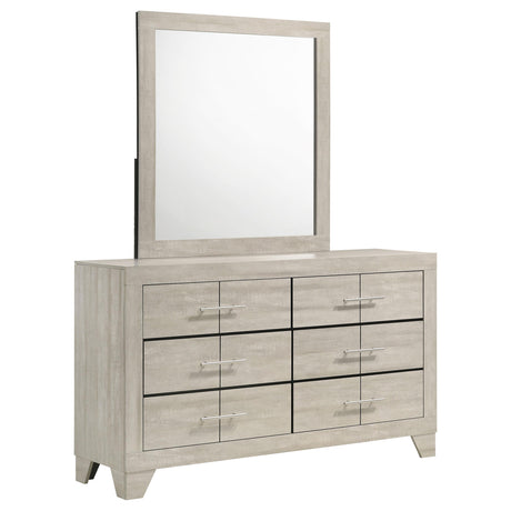 Trenton 6-drawer Bedroom Dresser With Mirror Rustic Cream from Coaster - Luna Furniture