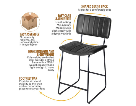 Tribeca Black 24″ Commercial Grade Counter Stool from Steve Silver - Luna Furniture