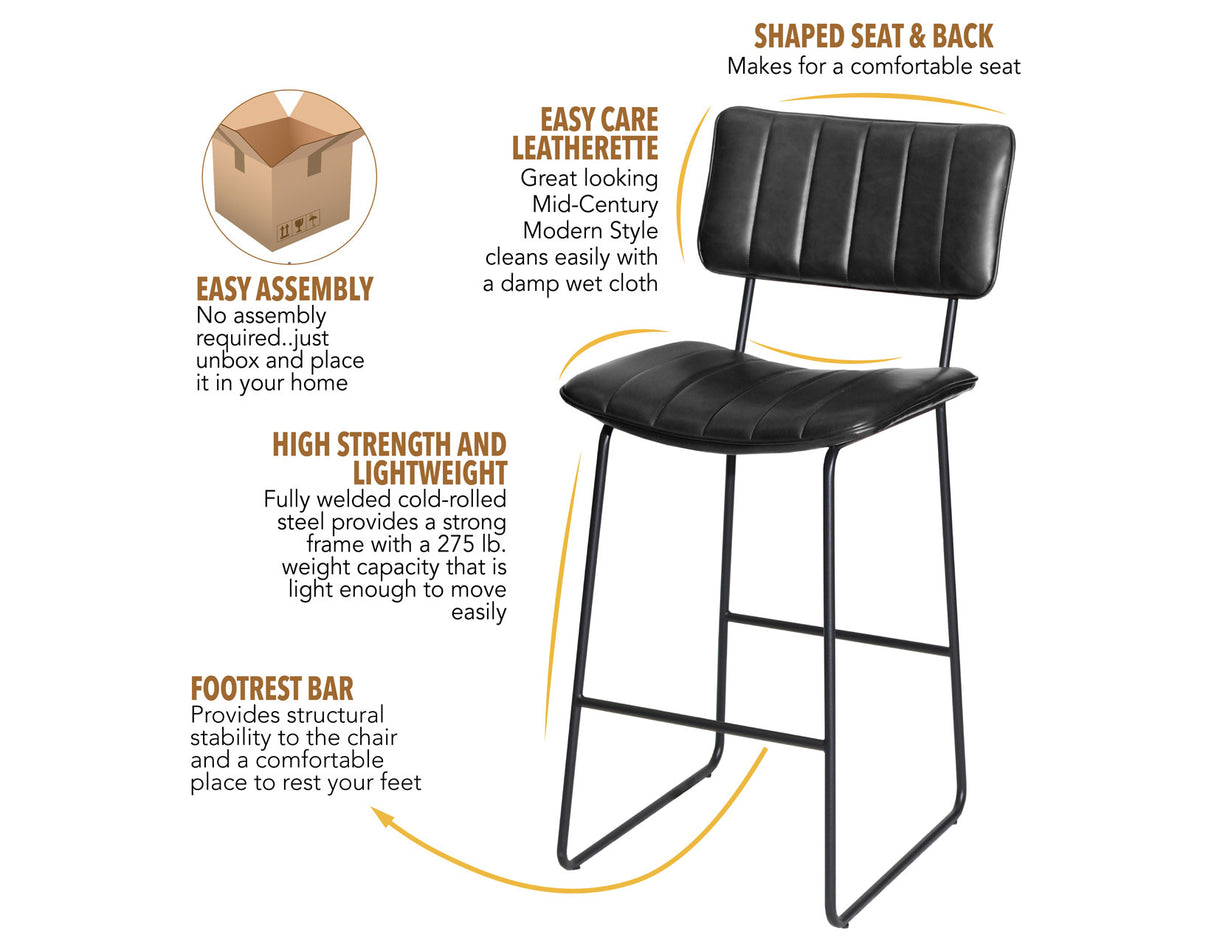 Tribeca Black 30″ Commercial Grade Bar Stool from Steve Silver - Luna Furniture