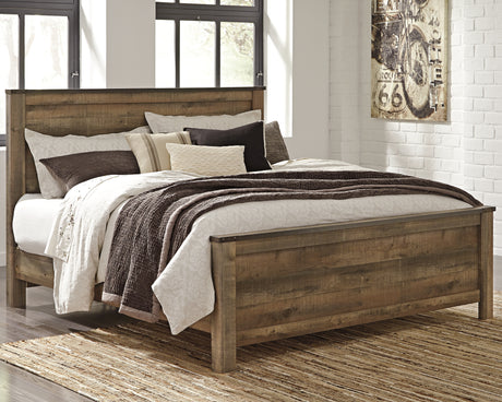 Trinell Brown King Panel Bed, Dresser, Mirror and 2 Nightstands from Ashley - Luna Furniture
