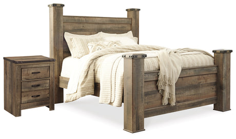 Trinell Brown Queen Poster Bed and Nightstand from Ashley - Luna Furniture