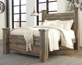 Trinell Brown Queen Poster Bed, Dresser, Mirror and Nightstand from Ashley - Luna Furniture