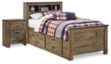 Trinell Brown Twin Panel Bed with Storage and Nightstand from Ashley - Luna Furniture