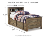 Trinell Brown Twin Panel Bed with Storage and Nightstand from Ashley - Luna Furniture