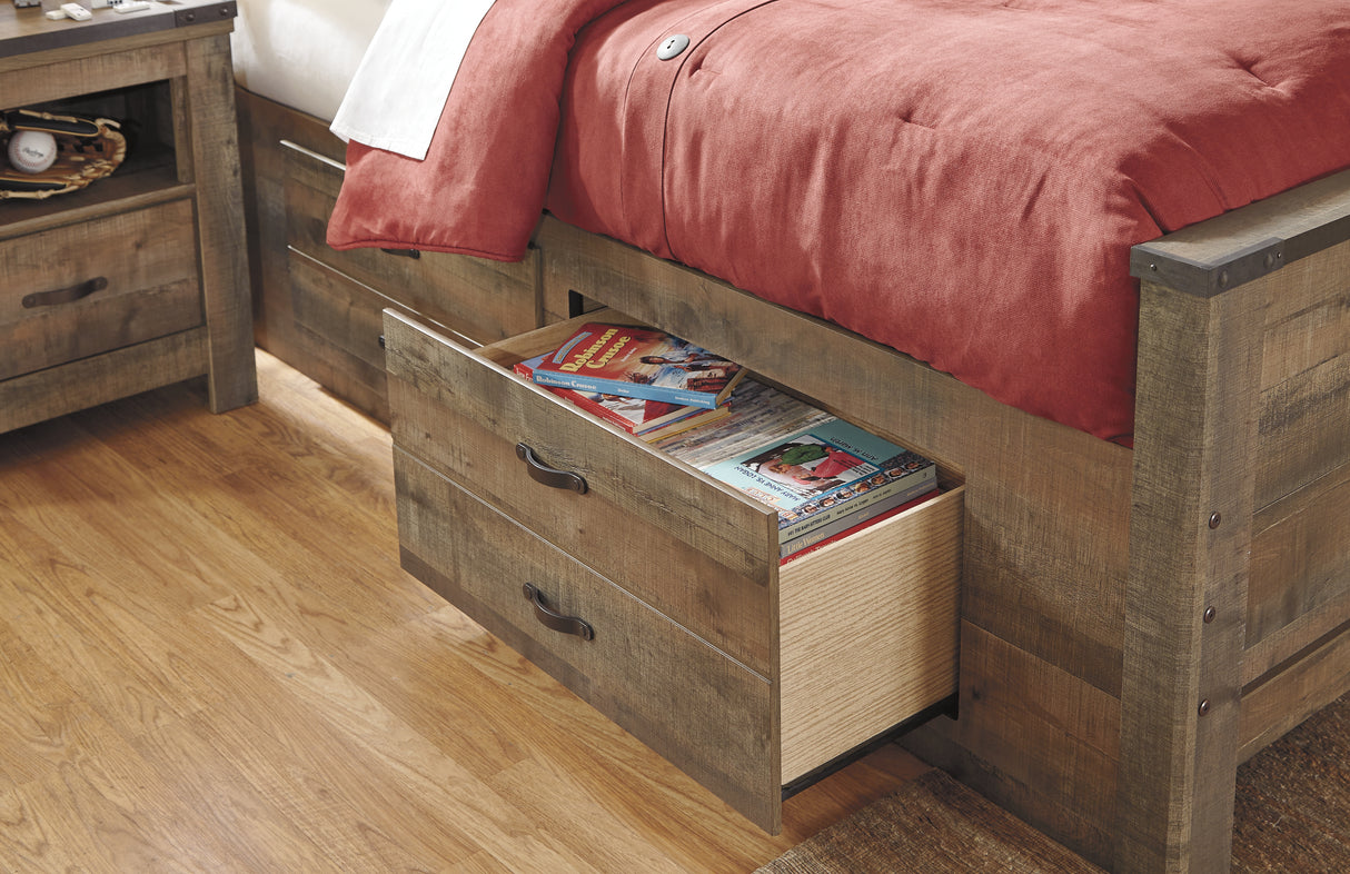 Trinell Brown Twin Panel Bed with Storage and Nightstand from Ashley - Luna Furniture