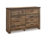Trinell Brown King/California King Panel Headboard Bed with Mirrored Dresser and 2 Nightstands from Ashley - Luna Furniture