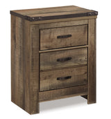 Trinell Brown King/California King Panel Headboard Bed with Mirrored Dresser and 2 Nightstands from Ashley - Luna Furniture