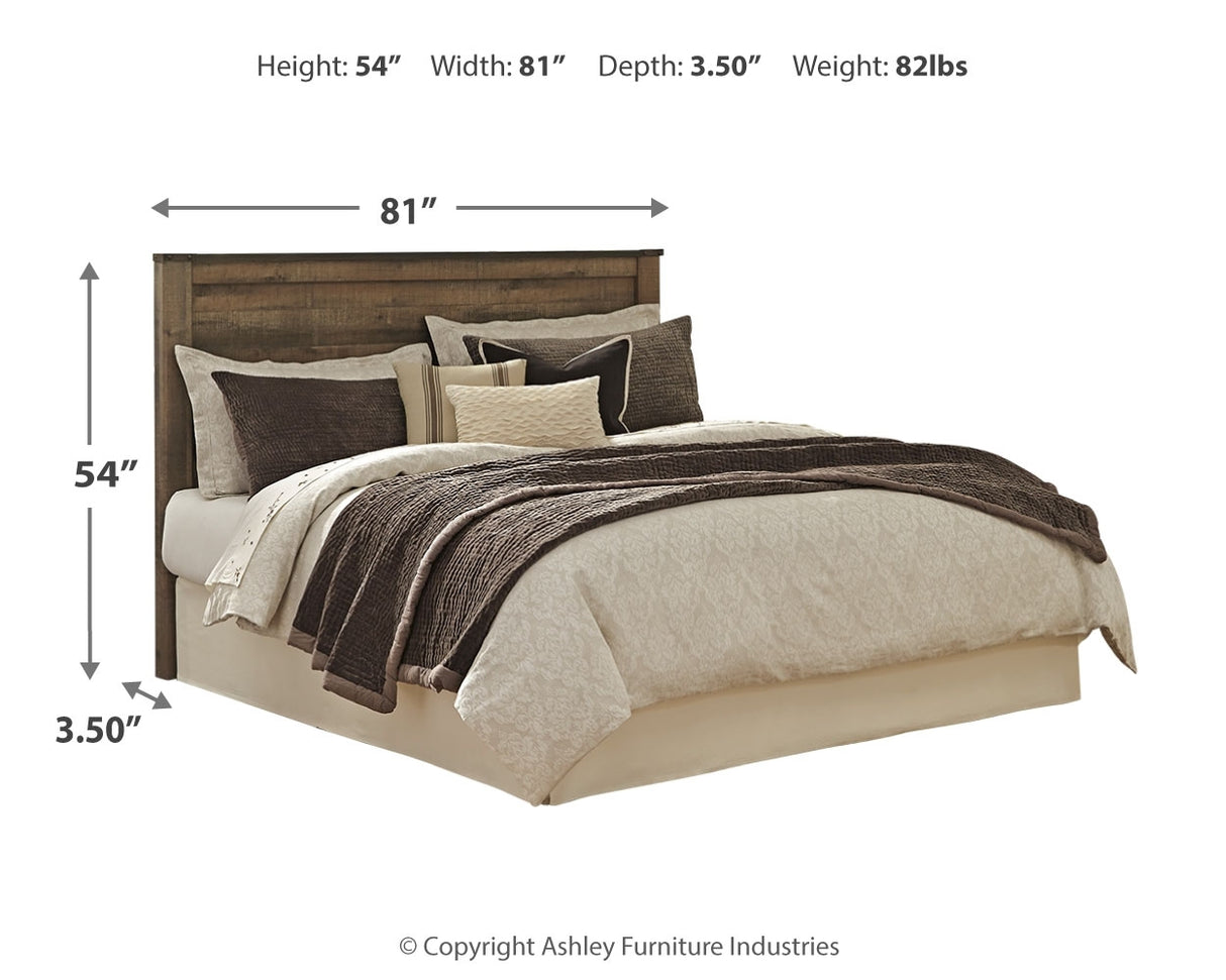 Trinell Brown King/California King Panel Headboard Bed with Mirrored Dresser and 2 Nightstands from Ashley - Luna Furniture