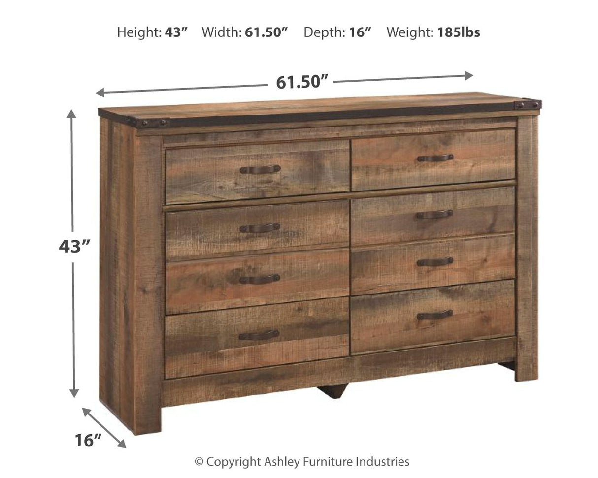 Trinell Brown King/California King Panel Headboard Bed with Mirrored Dresser and 2 Nightstands from Ashley - Luna Furniture