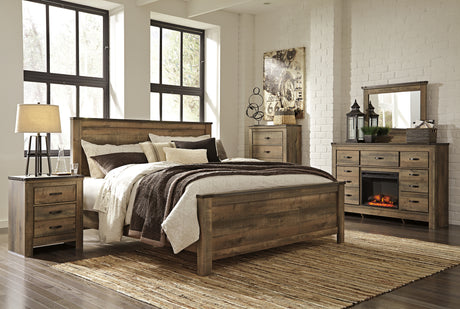 Trinell Brown King Panel Bed with Dresser, Chest and Nightstand from Ashley Furniture - Luna Furniture