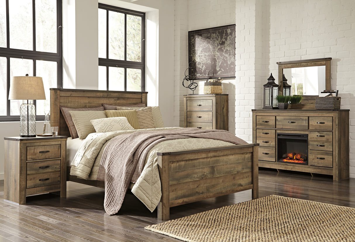 Trinell Queen Panel Bed with Dresser and 2 Nightstands in Brown from Ashley - Luna Furniture