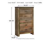 Trinell Brown Queen Panel Bed with Dresser, Chest and Nightstand from Ashley - Luna Furniture