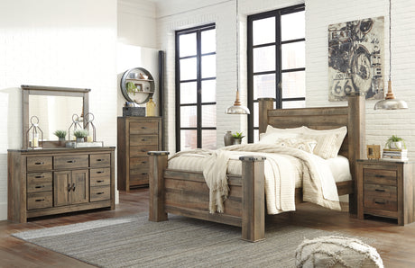 Trinell Brown Queen Poster Bed with Dresser, Chest and Nightstand from Ashley - Luna Furniture