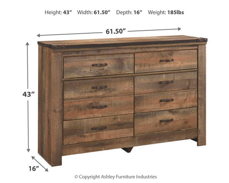 Trinell Brown Queen Poster Bed with Dresser, Chest and Nightstand from Ashley - Luna Furniture