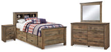 Trinell Brown Twin Bookcase Storage Bed, Dresser, Mirror and Nightstand from Ashley - Luna Furniture