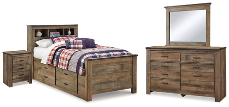 Trinell Brown Twin Bookcase Storage Bed, Dresser, Mirror and Nightstand from Ashley - Luna Furniture