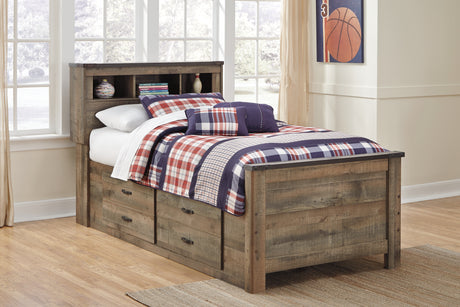 Trinell Brown Twin Bookcase Storage Bed, Dresser, Mirror and Nightstand from Ashley - Luna Furniture