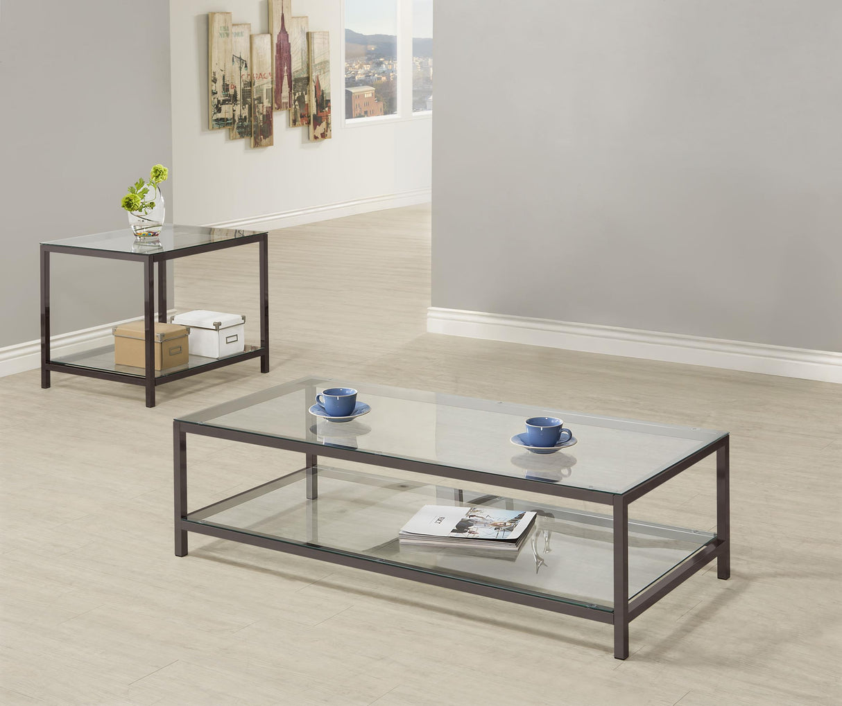 Trini Black Nickel 2-Piece Coffee and End Table Set from Coaster - Luna Furniture