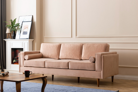 Troya Melon Velvet Sofa With Reversible Cushions from Nova Furniture - Luna Furniture