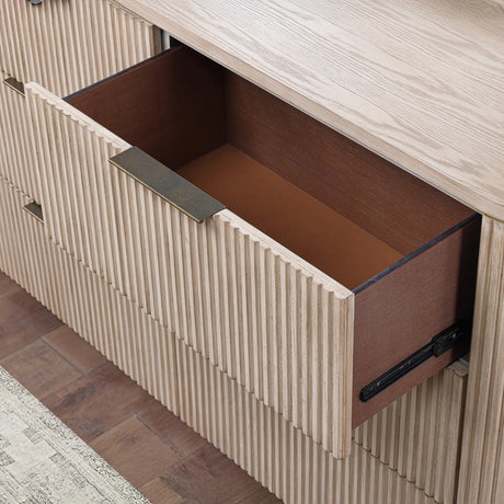 Henry Tan 65" 6-Drawer Reeded Dresser from Steve Silver - Luna Furniture