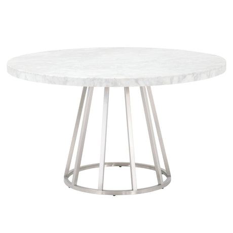 Turino 54" Round Dining Table Carrera Top in White Carrera Marble from Essentials For Living - Luna Furniture