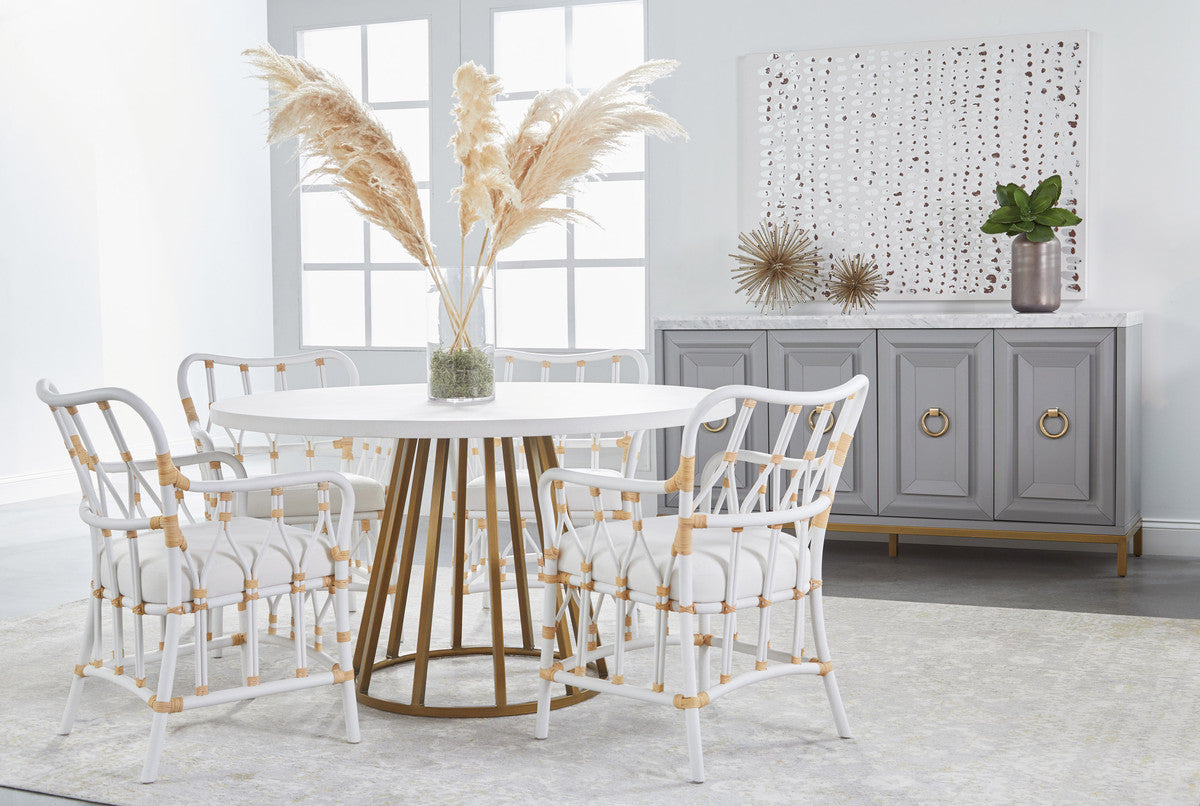 Turino 54" Round Dining Table Concrete Top in White Concrete from Essentials For Living - Luna Furniture