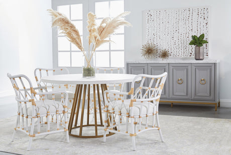 Turino 54" Round Dining Table Concrete Top in White Concrete from Essentials For Living - Luna Furniture