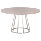Turino 54" Round Dining Table in Natural Gray Acacia, Brushed Stainless Steel from Essentials For Living - Luna Furniture