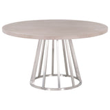 Turino 54" Round Dining Table in Natural Gray Acacia, Brushed Stainless Steel from Essentials For Living - Luna Furniture