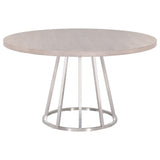 Turino 54" Round Dining Table in Natural Gray Acacia, Brushed Stainless Steel from Essentials For Living - Luna Furniture